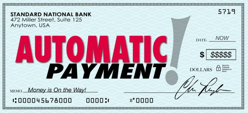 blue check for automatic payments